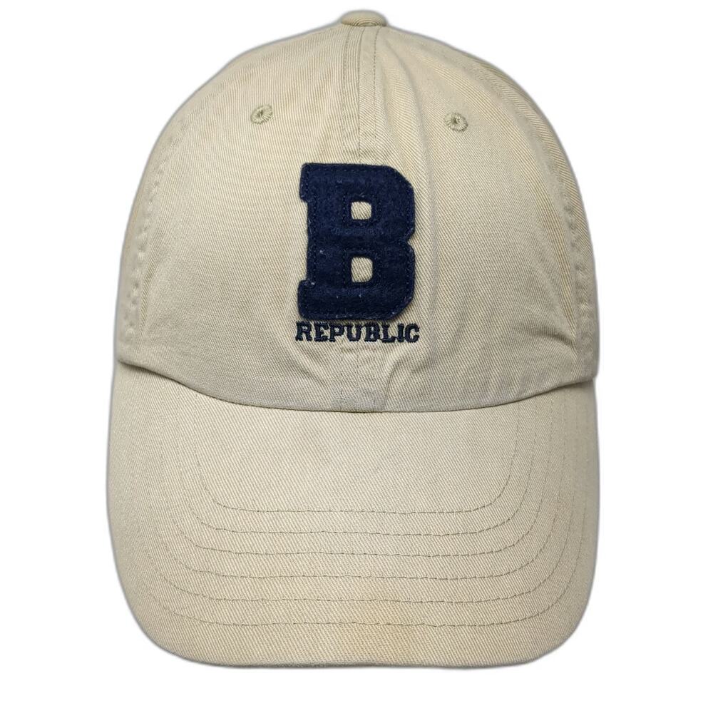 Banana Republic Baseball Cap Beige Blue One Size Cotton Slideback Logo Strap Hat